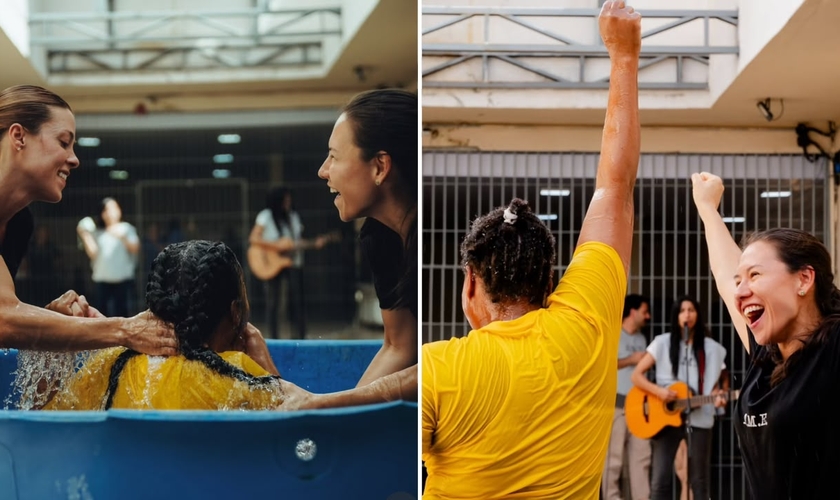 As mulheres foram batizadas no pátio da prisão. (Foto: Reprodução/Instagram/Shaila Manzoni)