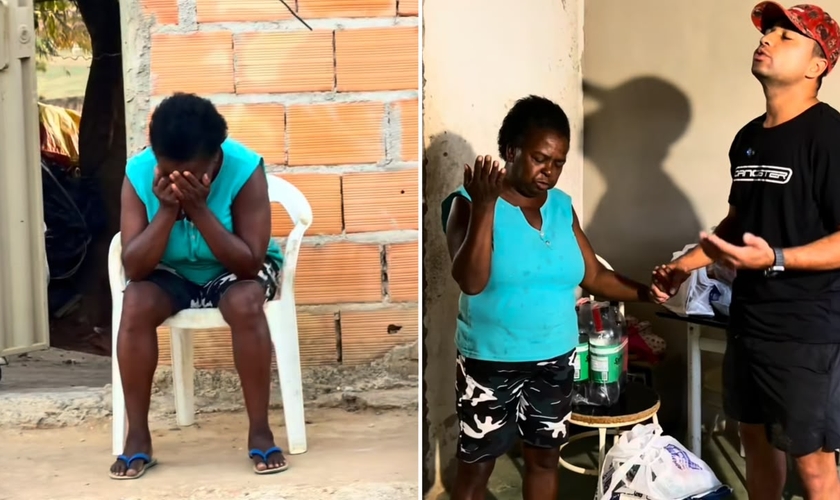 Aparecida se emocionou ao receber as compras. (Foto: Reprodução/Instagram/Dan gs)