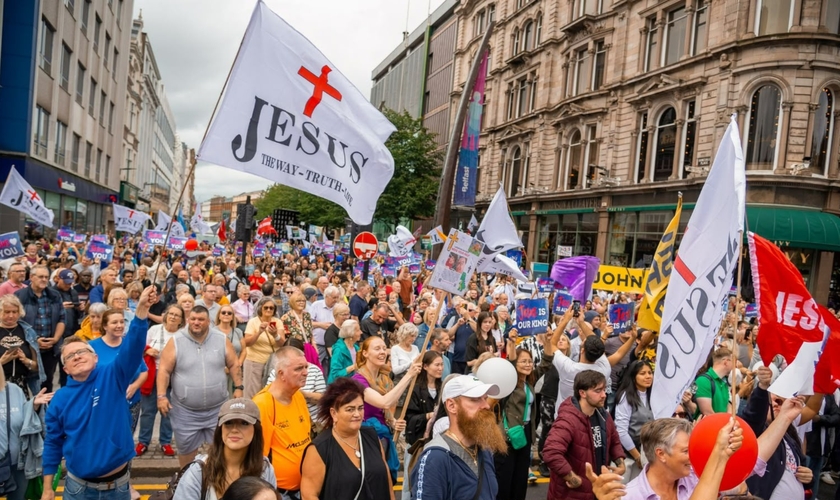 A Marcha para Jesus na Irlanda percorreu diferentes pontos da capital irlandesa. (Foto: Reprodução/March for Jesus)