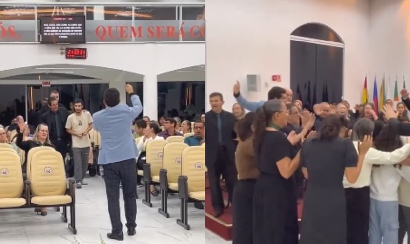 Cristãos saíram nas ruas e trouxeram pessoas para a igreja em Camboriú. (Foto: Reprodução/Instagram/Clebison Bandeira).
