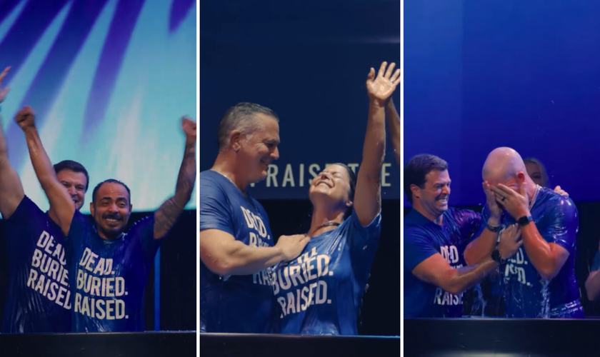 Centenas de pessoas celebram sua nova vida em Cristo após serem batizadas. (Captura de tela/Instagram/Lakepointe Church)