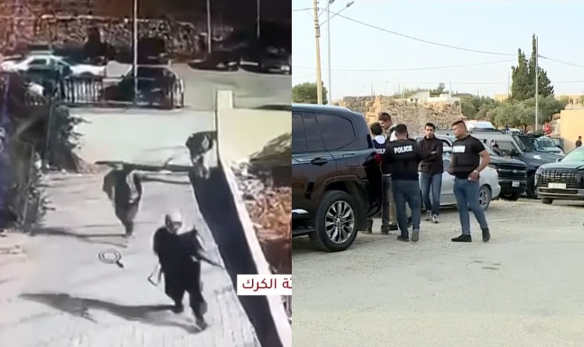 Homens armados abriram fogo contra a igreja ortodoxa grega. (Foto: Reprodução/YouTube/AlMamlaka TV).