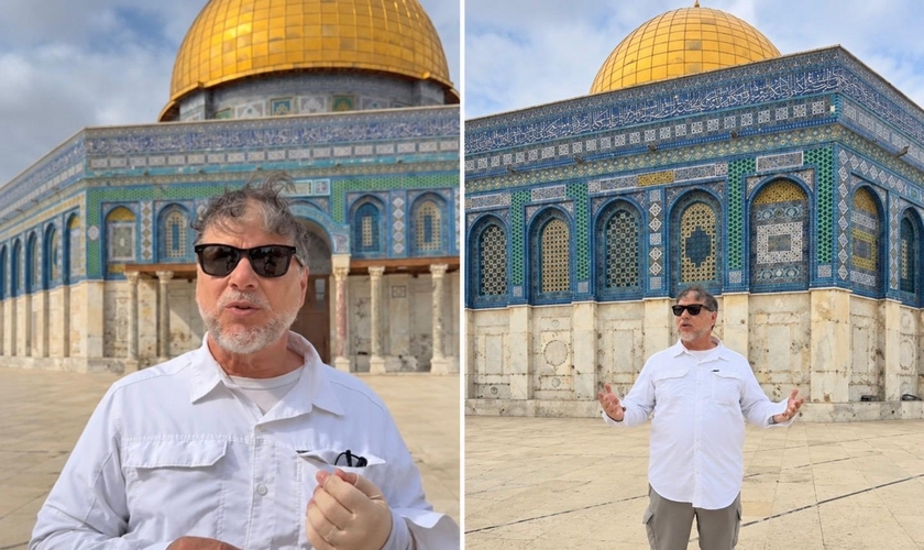 Joel Engel em oração pelo Brasil em Israel. (Foto: Ministério Engel)