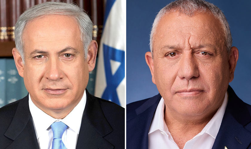 Benjamin Netanyahu, primeiro-ministro de Israel (à esq.), e Gadi Eisenkot, ex-chefe do Estado-Maior das IDF e líder do partido Yashar (à dir.). (Fotos: Avi Ohayon/Government Press Office of Israel/Wikimedia Commons; Yahav Trudler/Wikimedia Commons)