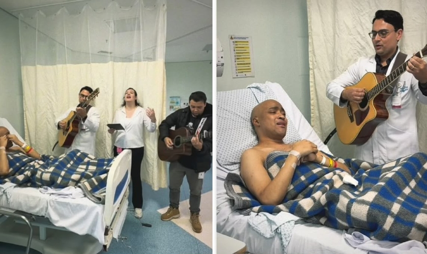 Jonatha recebeu os cristãos no leito do hospital. (Foto: Reprodução/Instagram/Jonatha Calixto)