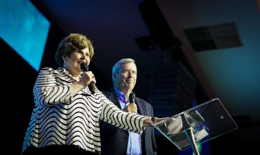Cindy Jacobs na Conferência Global 2021, em Brasília. (Foto: Leobark/CN)