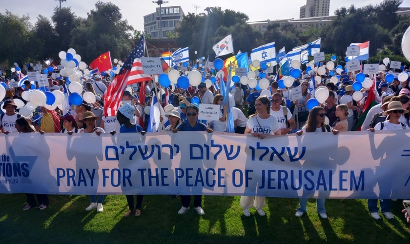 Marcha das Nações pede oração pela paz em Jerusalém. (Foto: Israel365 News)