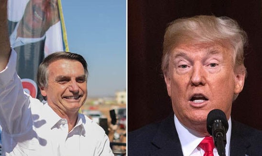 Bolsonaro (esquerda) foi eleito presidente do Brasil no último domingo, 28, e Donald Trump parabenizou o brasileiro. (Foto: Daily Express)