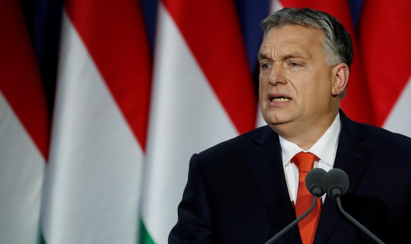 O primeiro-ministro húngaro, Viktor Orban, discursa em Budapeste, na Hungria. (Foto: Reuters/Bernadett Szabo)