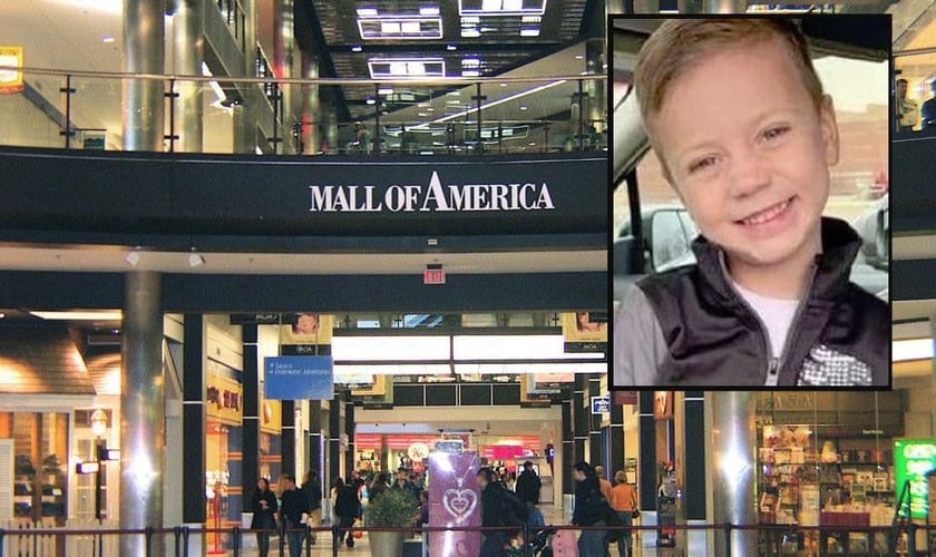 Landen Hoffmann foi lançado do terceiro andar do shopping America Mall, em Minnesota, nos EUA. (Foto: TV2)