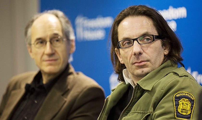 Jean-Baptiste Thoret e Gerard Biard, do "Charlie Hebdo", em Washington (EUA).