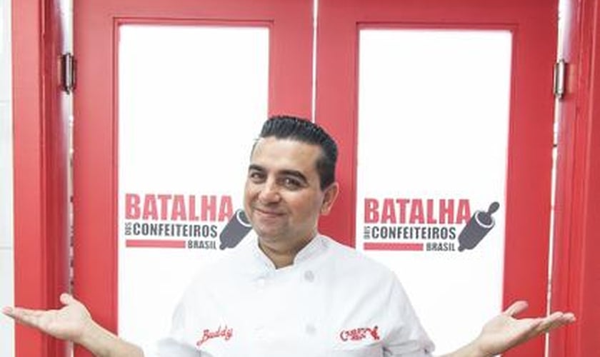 Buddy Valastro, o Cake Boss, nos estudios da Record, em São Paulo