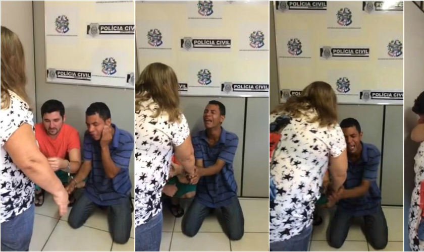 Mulher abraçou criminosos que mataram o filho, no Espírito Santo (Foto: Divulgação/ Polícia Civil)