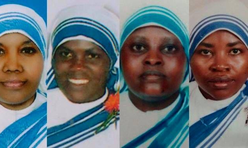 Da esquerda para a direita: Sras. Anselm, 59 anos, Regina, 33 anos, Judith, 41 anos, Marguerite, 44 anos. (Foto: The Apostolic Vicariate of Southern Arabia.)