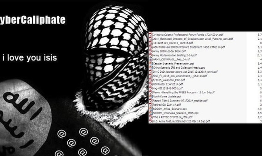 Imagem comumente usada pelo grupo de simpatizantes do Estado Islâmico nas mídias sociais e também nos sites por eles invadidos. (Imagem: Examiner)
