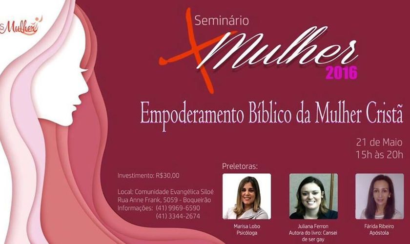 O Seminário Empoderamento Bíblico da Mulher Cristã se realizará na Comunidade Evangélica Siloé, em Curitiba - PR. (Imagem: Divulgação)