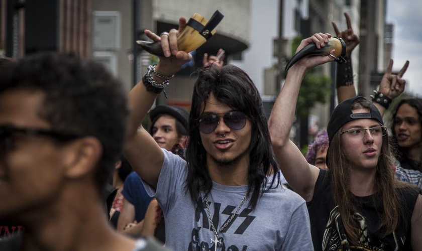 Em janeiro, a Marcha Para Satanás foi encerrada por causa do número pequeno de participantes. (Foto: Jardiel Carvalho/R.U.A Fotocoletivo)