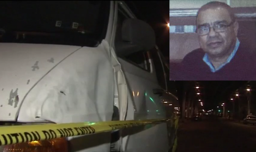 O furgão do pastor Leon teve sua porta arrancada após ser atingido pelo carro que o atropelou. (Foto: ABC)