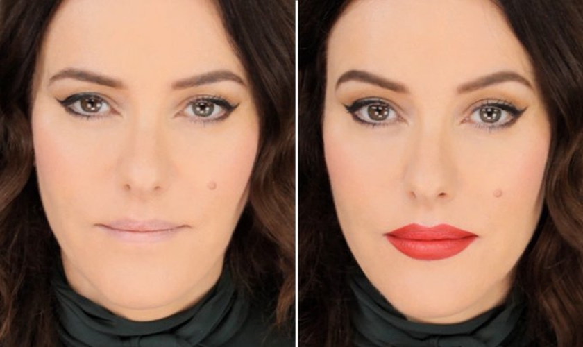 A maquiadora britânica Lisa Eldridge mostra técnicas para dobrar o volume dos lábios. (Foto: Reprodução/Cosmopolitan)