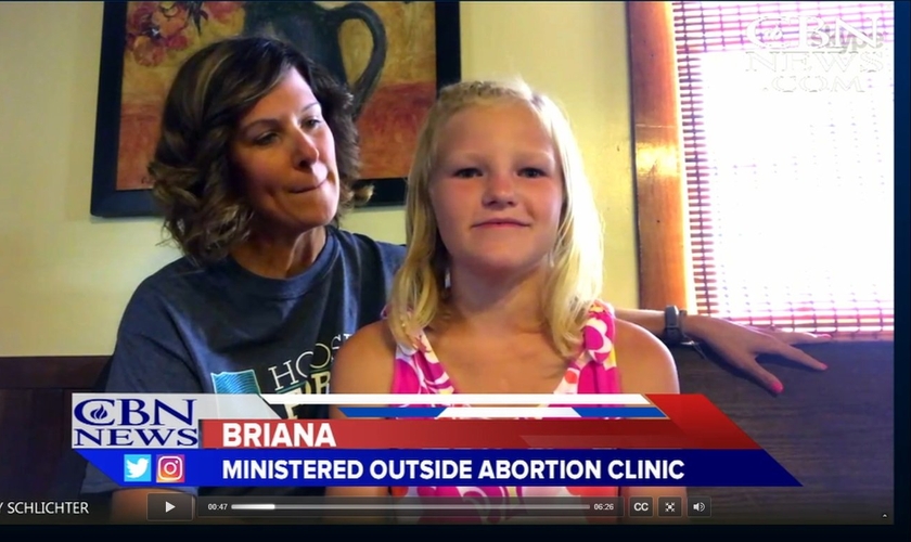 Briana tem apenas 9 anos de idade e evangelizou mulheres em uma clínica de aborto. (Imagem: CBN News)