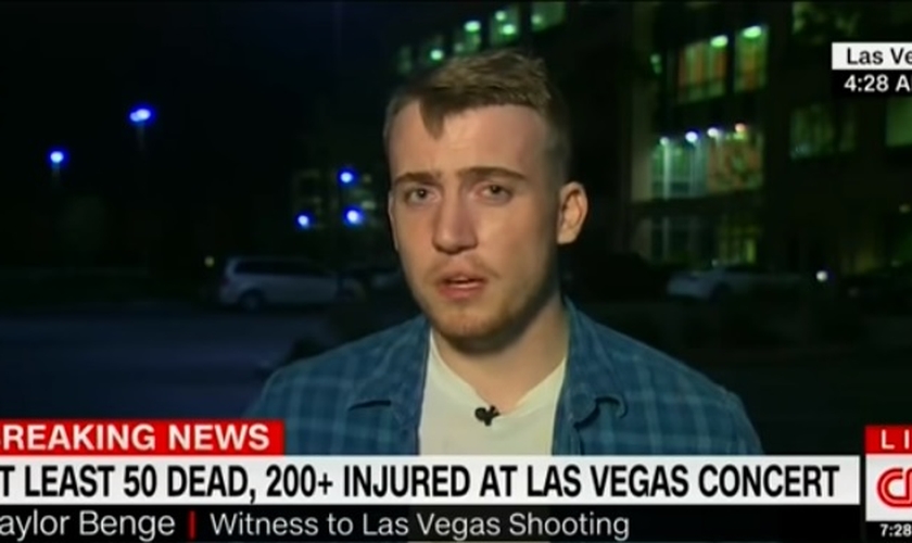 Taylor Benge é um dos sobreviventes do maior ataque a tiros da história dos EUA. (Foto: Reprodução/CNN)