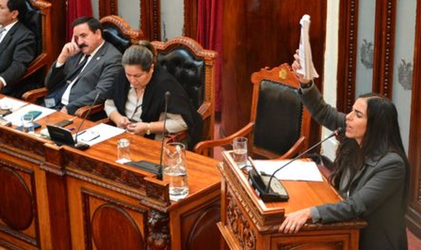Presidente da Câmara dos Deputados, Gabriela Montaño, durante a sessão. (Foto: Câmara dos Deputados)
