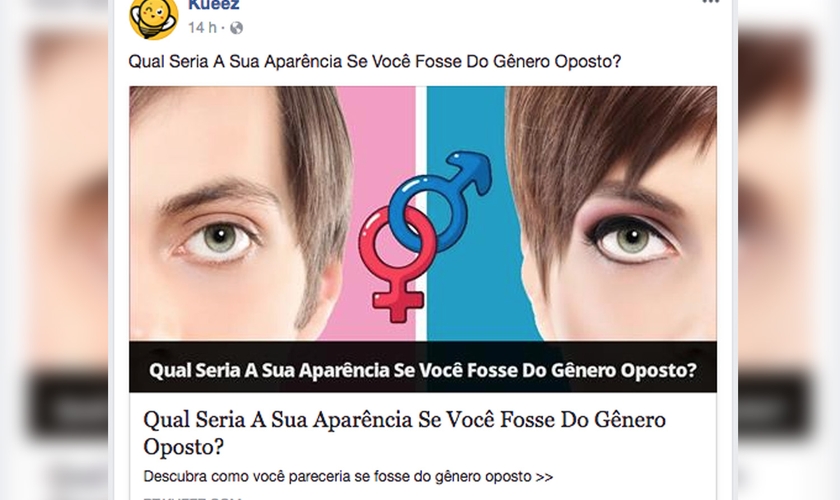 Teste mostra como seria a aparência das pessoas se fossem do sexo oposto. (Foto: Reprodução/Facebook)