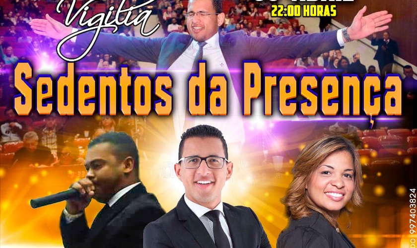 A vigília terá participação do pr. Raique Carmello, pr. Jessé Pires e da cantora Sabrina Morais. (Foto: Divulgação)