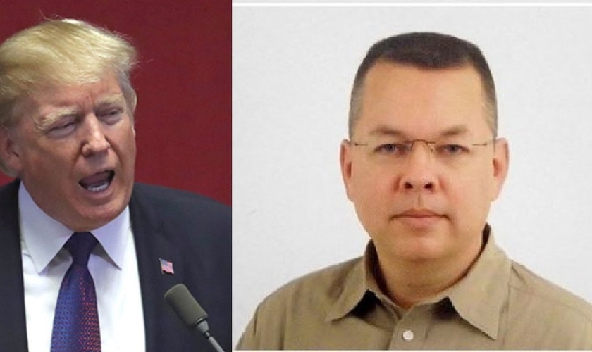 Donald Trump declarou apoio ao pastor Andrew Brunson (direita), que está sendo julgado por "terrorismo" na Turquia. (Imagem: Guiame)