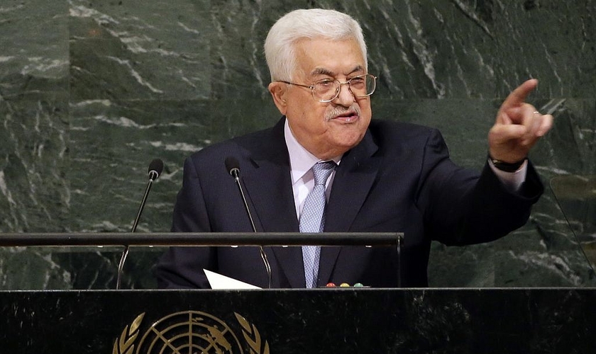 Presidente da Autoridade Palestina, Mahmoud Abbas, na Assembleia Geral das Nações Unidas. (Foto: AP/Seth Wenig)