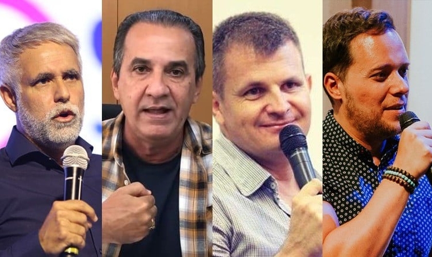 Pastores Cláudio Duarte, Silas Malafaia, Rina e André Valadão são alguns dos que declararam seu apoio publicamente a Bolsonaro. (Imagem: Edição - Guiame)
