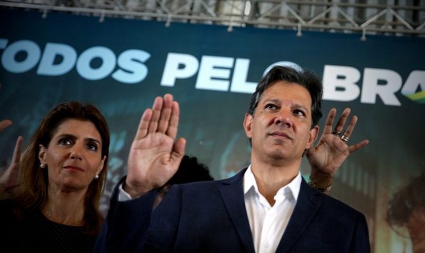 Fernando Haddad participou de um evento com evangélicos no dia 17 de outubro. (Foto: Fernando Bizerra Jr./EPA)