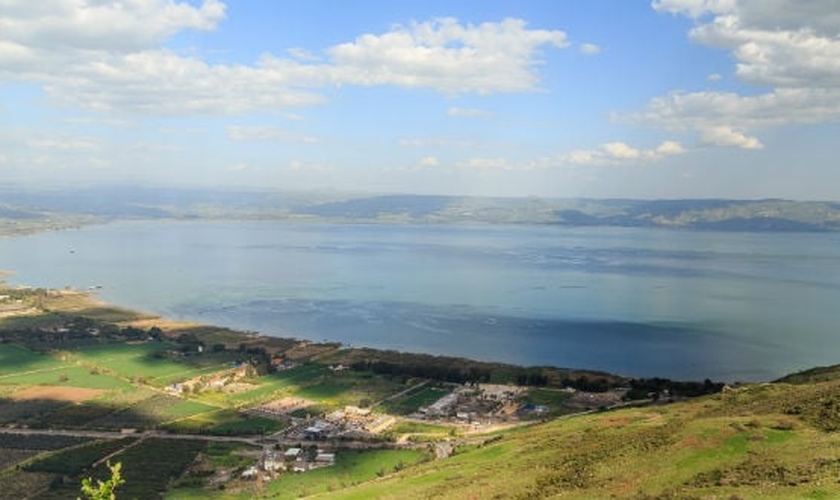 Vista da regiÃ£o de Kinneret, onde se localiza o Mar da Galileia. (Foto: Shutterstock)