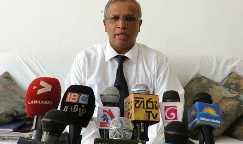 M. Abraham Sumanthiran deu uma poderosa declaração de fé em rede nacional para a imprensa do Sri Lanka. (Foto: Reprodução)