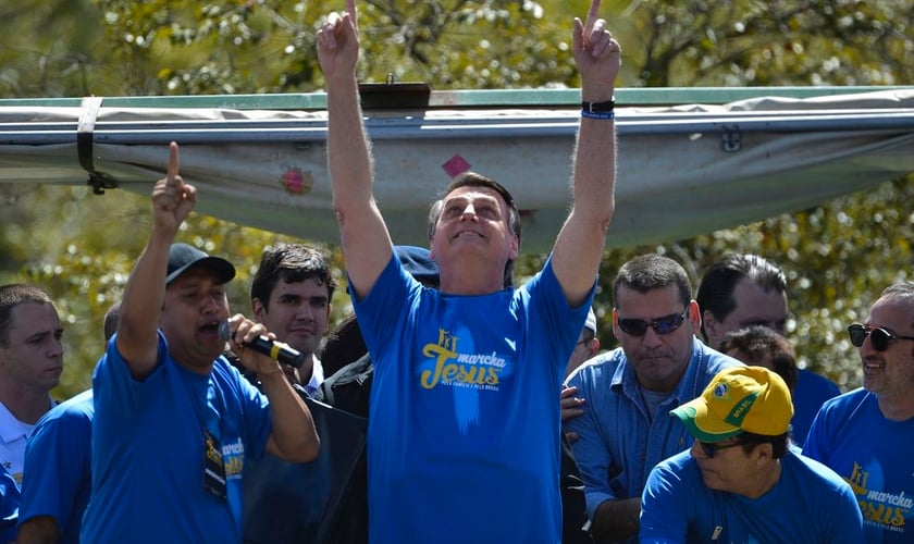 O presidente Jair Bolsonaro, participa da Marcha para Jesus e pela Família em Brasília. (Foto: Marcello Casal Jr./Agência Brasil)