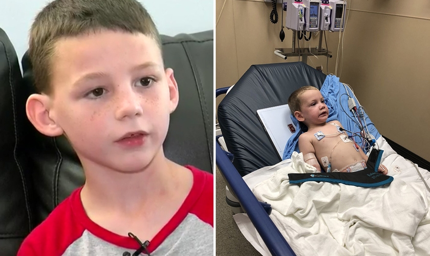 Konnor (à esquerda) e Rylan (à direita) que ficou internado por dois dias em um hospital. (Foto: Reprodução/WAFB News)