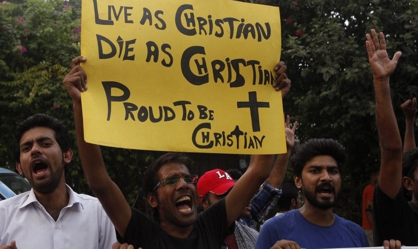 Cristãos se manifestam contra a intolerância religiosa na Índia. (Foto: The CSF)