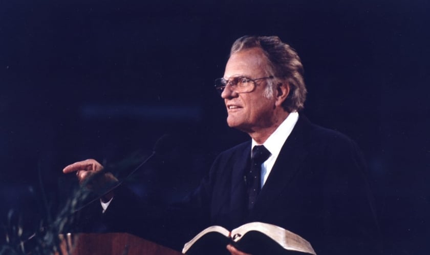 Billy Graham durante uma cruzada em Albany, Nova York, em 1990. (Foto: Associação Evangelística Billy Graham)