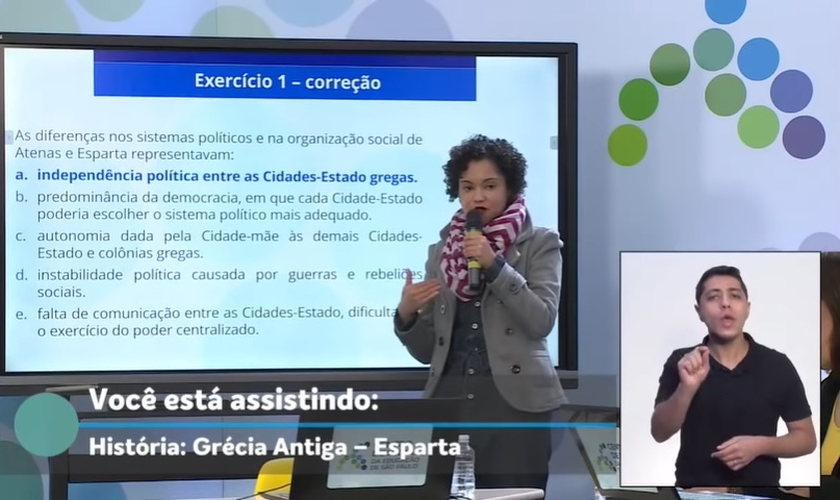 Aula publicada no canal do Centro de Mídias da Secretaria de Educação de SP no dia 29/07. (Imagem: Youtube / Reprodução)