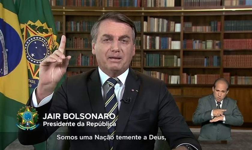 Jair Bolsonaro fez pronunciamento oficial pela TV, celebrando o Dia da Independência do Brasil. (Imagem: TV Brasil / Reprodução)