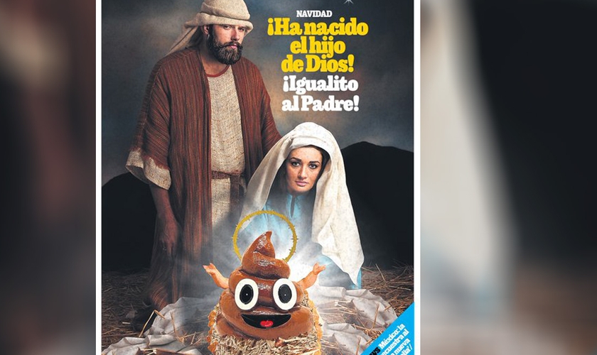 Capa desrespeita a fé cristã. (Foto: Twitter/RevistaMongolia)