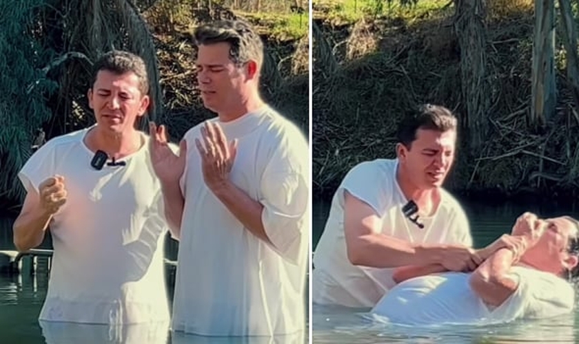O apresentador foi batizado em Israel. (Foto: Instagram/Celso Portiolli)