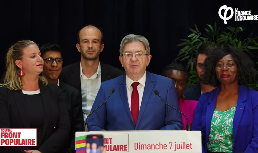 Jean-Luc Mélenchon, líder do partido A França Insubmissa (LFI). (Captura de tela/YouTube/ Jean-Luc Mélenchon)