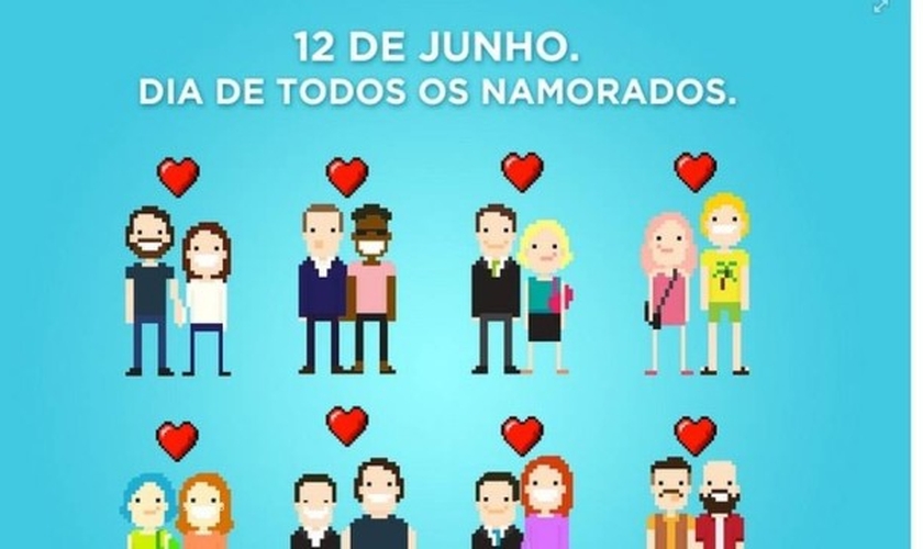 Postagem feita pela Prefeitura do Rio no Facebook, onde desejava um “feliz dia de todos os namorados” a casais hetero e homossexuais.