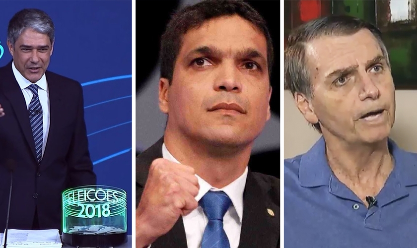 Em paralelo ao debate entre presidenciáveis na Globo, a rede Record exibiu uma entrevista gravada com Jair Bolsonaro, na casa do candidato; Cabo Daciolo não chegou a ser convidado pela organização do debate. (Foto: Reprodução/Guiame)