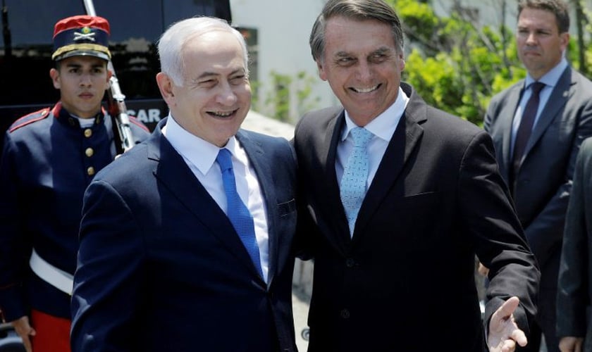 Jair Bolsonaro recebe Benjamim Netanyahu no Brasil. (Foto: Reprodução/Twitter)