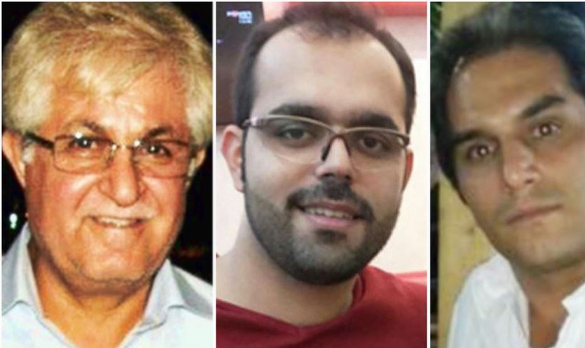 Pastor Victor Bet Tamraz, Amin Afshar Naderi e Hadi Asgari, três cristãos condenados a 10 a 15 anos de prisão em julho de 2017. (Foto: Reprodução/Radio Farda)