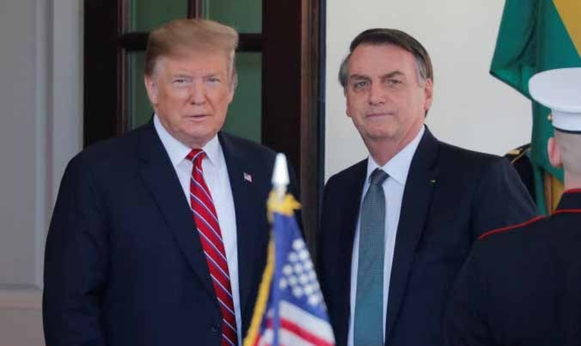 Presidente do Brasil, Jair Bolsonaro, e presidente dos EUA, Donald Trump, na Casa Branca. (Foto: Brendan Smialowski/AFP)