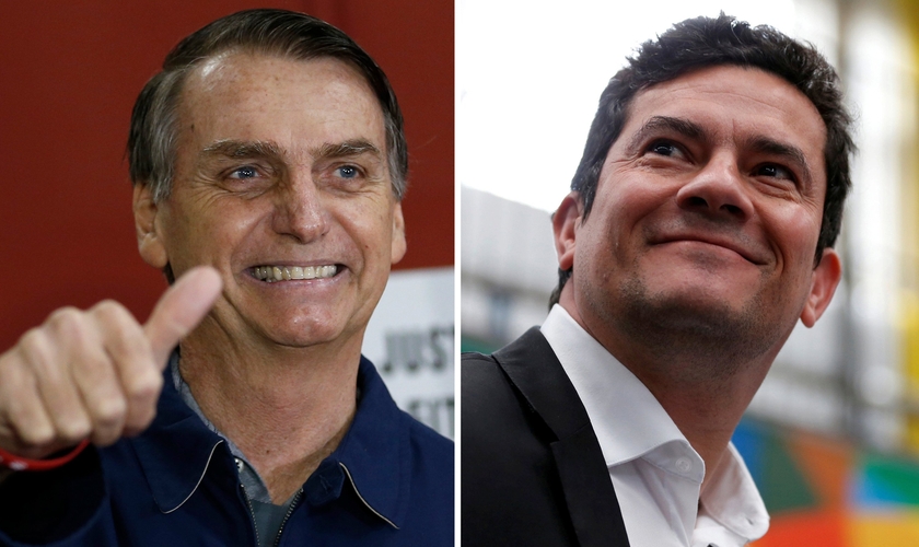 Presidente Jair Bolsonaro e ministro da Justiça Sérgio Moro. (Foto: Silvia Izquierdo/AP/Rodolfo Buhrer/Reuters)