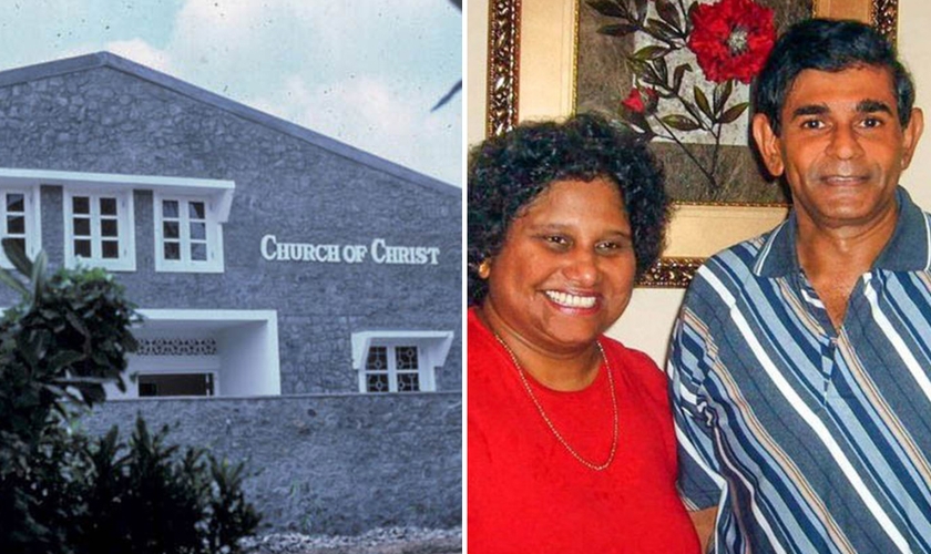 Pr. Harold Thomas e sua esposa, Lilani, líderes da Igreja de Cristo, no Sri Lanka. (Foto: Arquivo pessoal e Betty Choate)